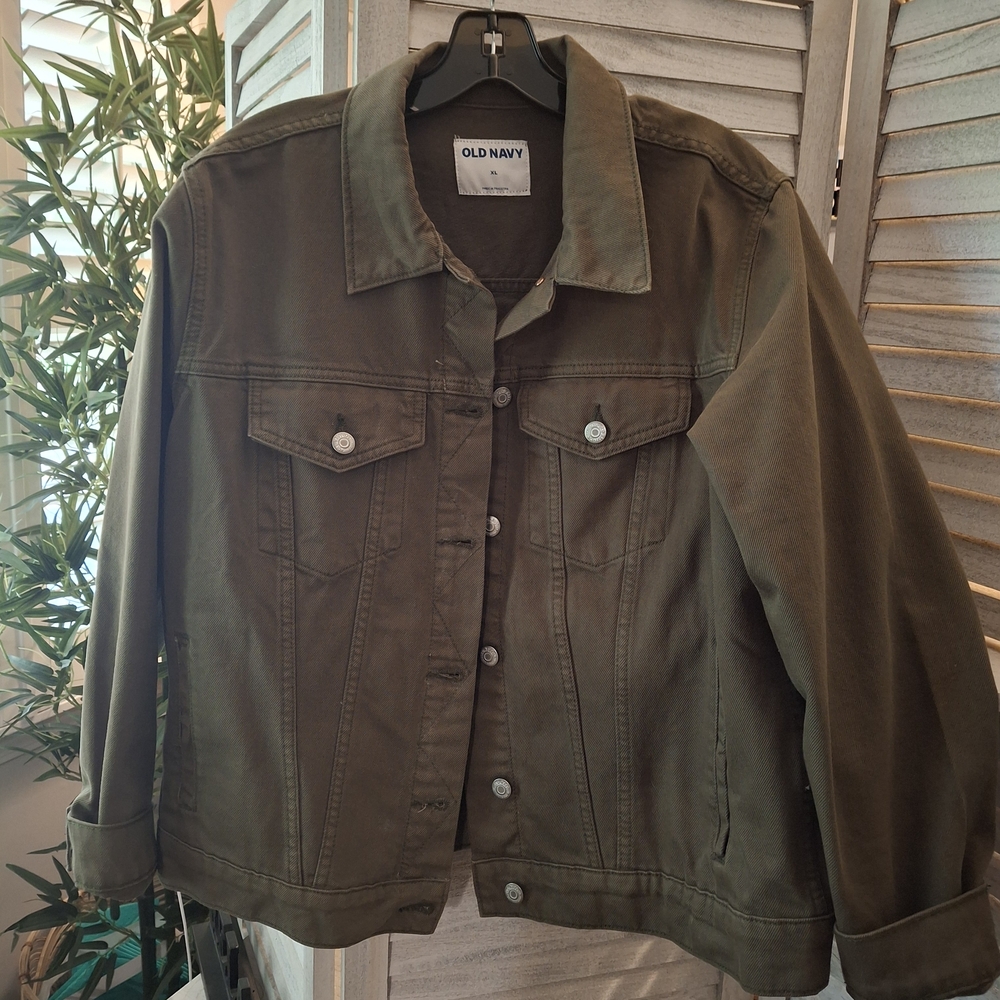 Old Navy Green Jean Jacket Classic Style